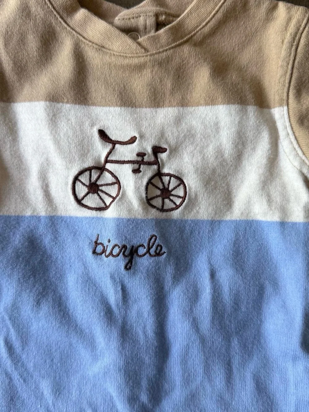Vintage Gymboree Blue and Tan Colorblock Bicycle Footie